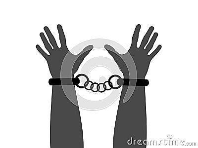 Criminal is wearing cuffs and handcuffs on wrist, Vector Illustration