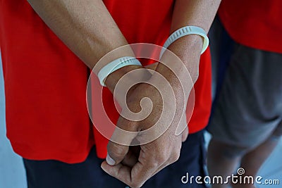 Criminals whose hands are handcuffed, Editorial Stock Photo