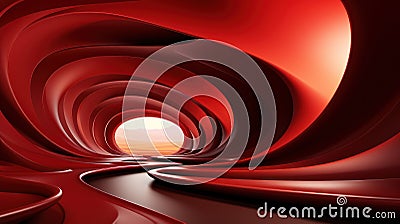 Crimson Enigma: Abstract Red Tunnel Stock Photo