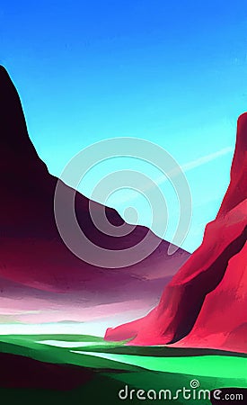 Crimson lands of fantasy - abstract digital art Stock Photo