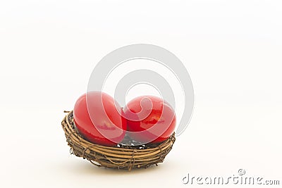 Crimson red nest eggs Stock Photo