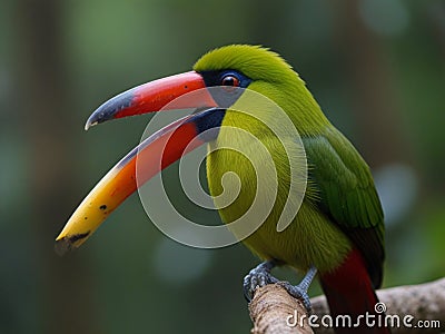 The crimson rumped toucanet is a bird of the Ecuadorian rain forest Stock Photo