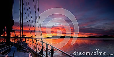 Crimson Sunrise waterscape Stock Photo