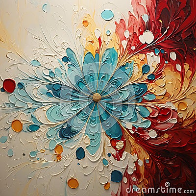 Crimson Swirls: An Abstract Painting in Fluid Acrylics Stock Photo