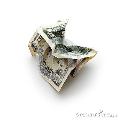 Crinkled dollar Stock Photo