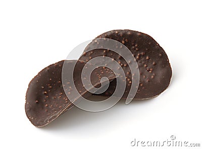 Cripsy dark chocolate wave chips Stock Photo
