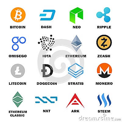 Criptocurrency icon set Vector Illustration