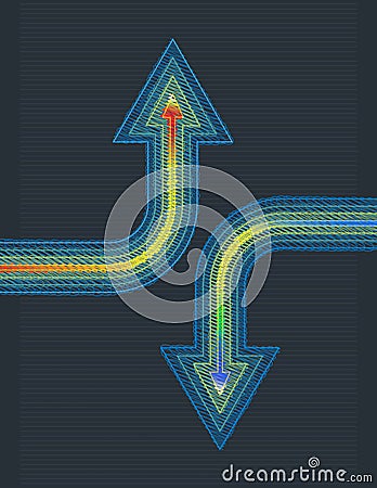 Coronavirus health trend direction, covid-19, arrows, chaos, vector Stock Photo