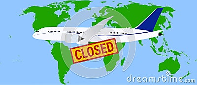 Crisis concept of airlines, business travel, and tourism. Lockdown for Coronavirus COVID-19 epidemic Vector Illustration