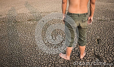 Crisis, cracked earth near drying. Stock Photo