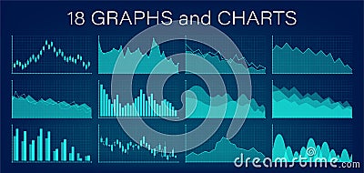 Crisis. Graphs and charts templates. Business infographics. Statistic and data, bankruptcy, financial crisis, money loss, down Vector Illustration