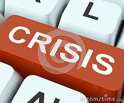 Crisis Key Means Calamity Or Situation Stock Photo