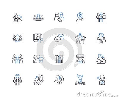 Crisis manager line icons collection. Emergency, Disaster, Response, Mitigation, Leadership, Resilience, Strategy vector Vector Illustration