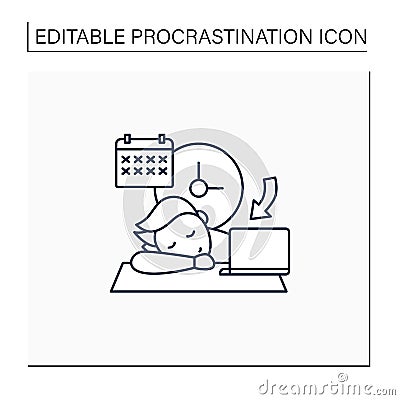 Crisis marker procrastinator line icon Vector Illustration