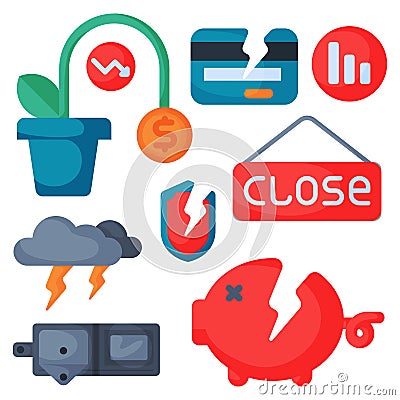 Crisis symbols concept problem economy banking business finance design investment icon vector. Vector Illustration