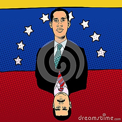 The crisis in Venezuela. Juan Guaido and Nicolas Maduro Vector Illustration