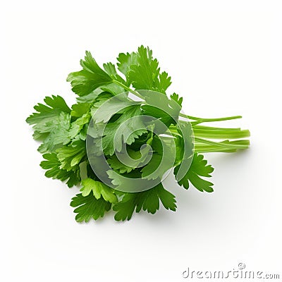 Crisp And Clean Cilantro On White Background Stock Photo