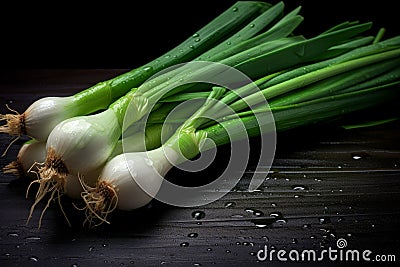 Crisp Fresh green onions. Generate Ai Stock Photo