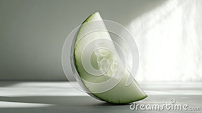 Crisp and Refreshing Slice of Cucumber on Soft Light Background Stock Photo