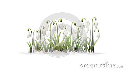 Crisp White Snowdrop Bundle in Contemporary Watercolor Style . Stock Photo