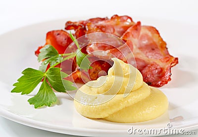 Crispy bacon with mustard Stock Photo