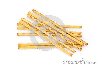 crispy bread straw on white background. Stock Photo