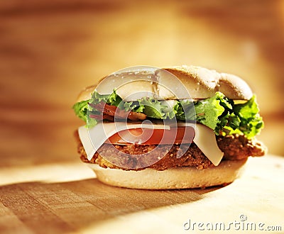 Crispy chicken sandwich Stock Photo