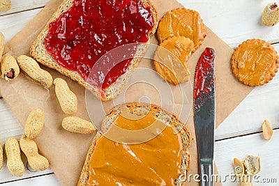 Crispy crackers and sandwich Stock Photo