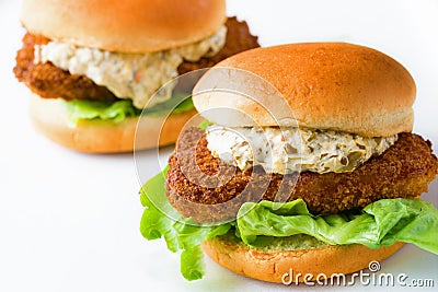 Crispy crunchy fish fillet sandwich Stock Photo