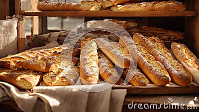 Crispy delicious, French baguettes nutrition food Editorial Stock Photo