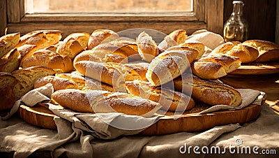 Crispy delicious, French baguettes nutrition food delicious natural Editorial Stock Photo