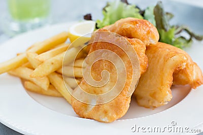 Crispy fish and chips Stock Photo