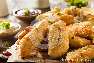 Crispy Fish and Chips Stock Photo
