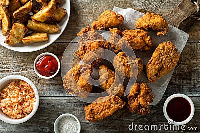 Crispy Fried Chicken and Taters Stock Photo