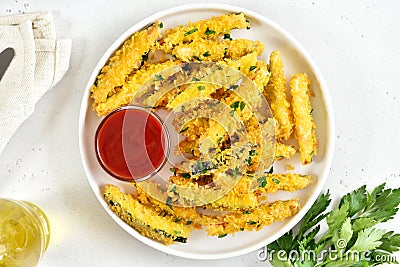 Crispy fried zucchini sticks Stock Photo