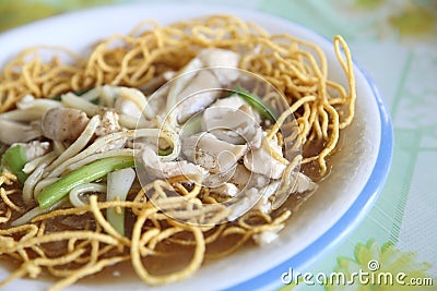 Crispy Noodles with Gravy Stock Photo