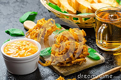 Crispy Onion Bhajis Stock Photo