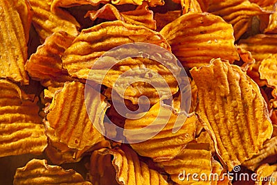 Crispy Orange Sweet Potato Chips Stock Photo