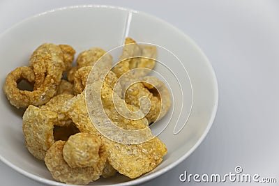 Crispy pork crackers. Thai food or snack made from pork skin Stock Photo