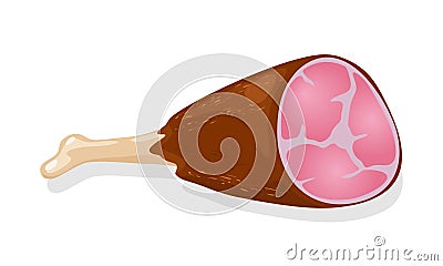 Crispy roasted or smoked gigot, haunch of lamb, rabbit. Fried or grilled chicken, turkey or goose leg. Vector Illustration