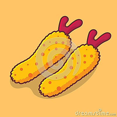 Crispy shrimp isolated cartoon vector illustration in flat style Cartoon Illustration