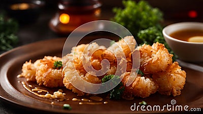 Crispy shrimp tempura eat cook restaurant Asian gourmet traditional yummy fried seafood Stock Photo