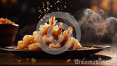 Crispy shrimp tempura on old background grilled party traditional healthy Stock Photo