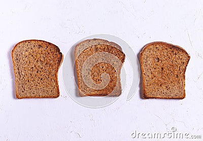 Crispy toasted bread for toast on white background Stock Photo