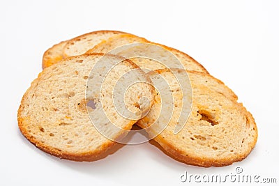 Crispy toasted toast on the white background Stock Photo