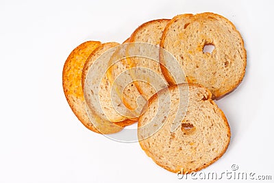 Crispy toasted toast on the white background Stock Photo