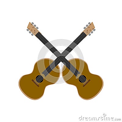 Crisscross acoustic guitars isolated on white background. Vector illustration. Vector Illustration