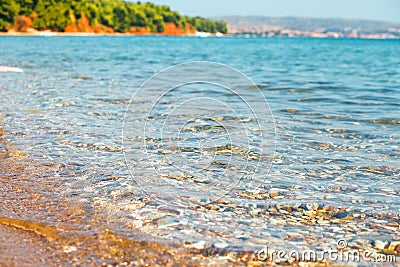 Cristal clear sea water on Halkidiki beach, Greece. Stock Photo