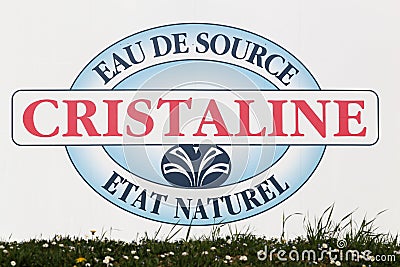 Cristaline water logo on a wall Editorial Stock Photo