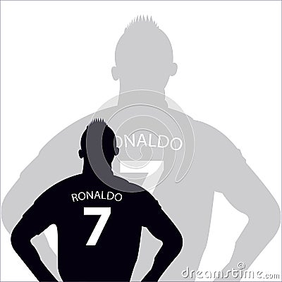 Cristiano Ronaldo vector silhouette black edition, the vector can be used for, magazine, news, web, collection, and etc Vector Illustration